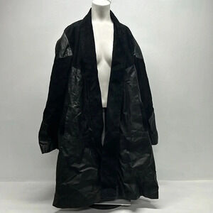 Suede Jacket Coat Pure Leather Heavyweight Open Front Black Women's Plus Size 2X